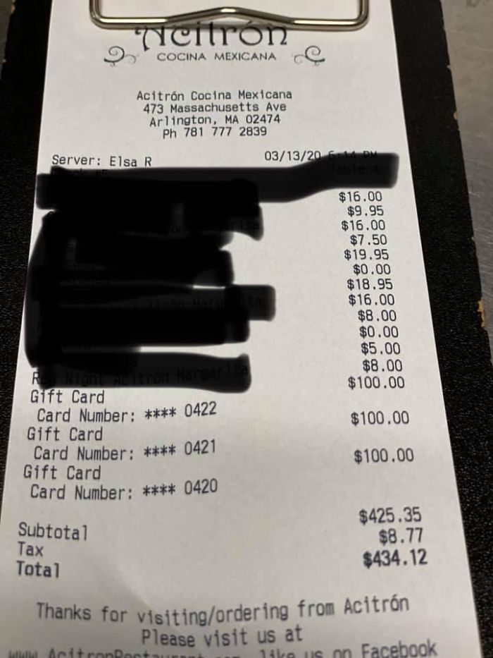 People Buying Gift Cards From A Local Restaurant To See Them Through Lean Times