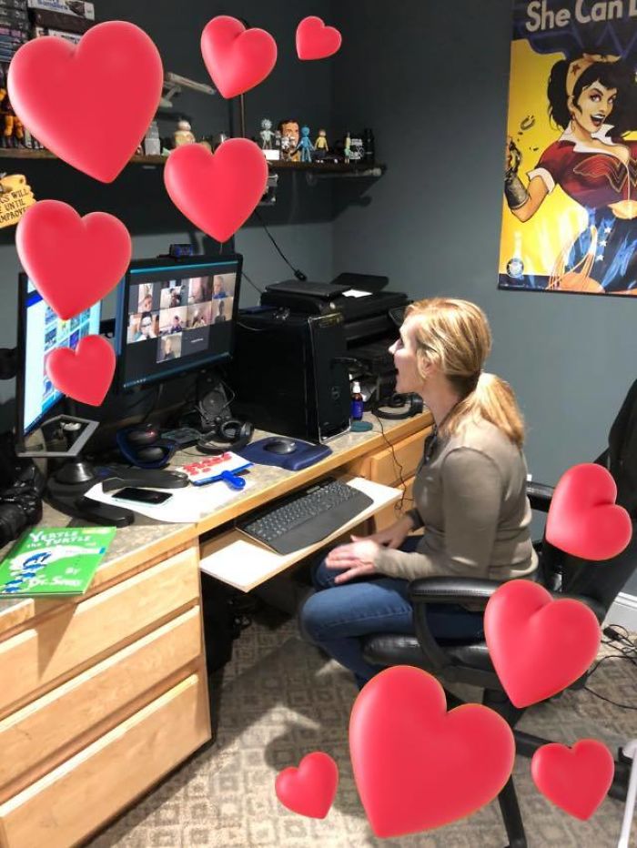 My Kindergarten Teaching Wife Holding Daily Zoom Sessions For Her Students.  Because She's A Real Hero!