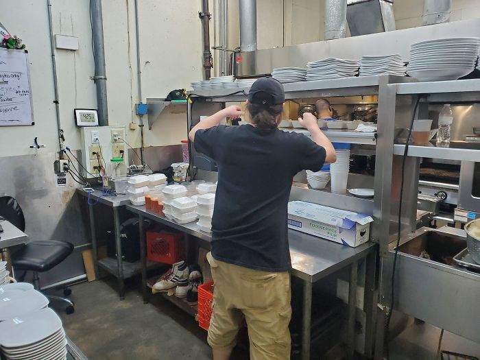 Here's My Bosses Cooking The Last Of The Food In The Restaurant To Give Out To The Employees