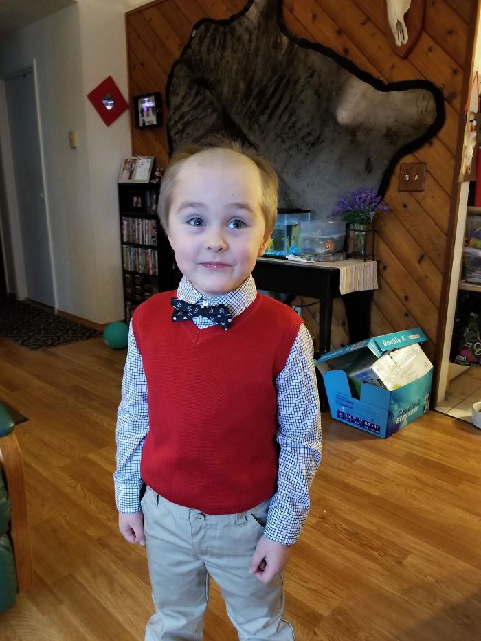 My Kiddo Cut His Hair Yesterday, Then Agreed To Let Me Have A Little Fun With It Before We Fixed It With A Buzzcut