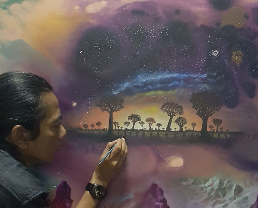 Veri Apriyatno - Amazing Oil Painting That Illustrates The Nomads And The Final Destination (Latest Painting Series)