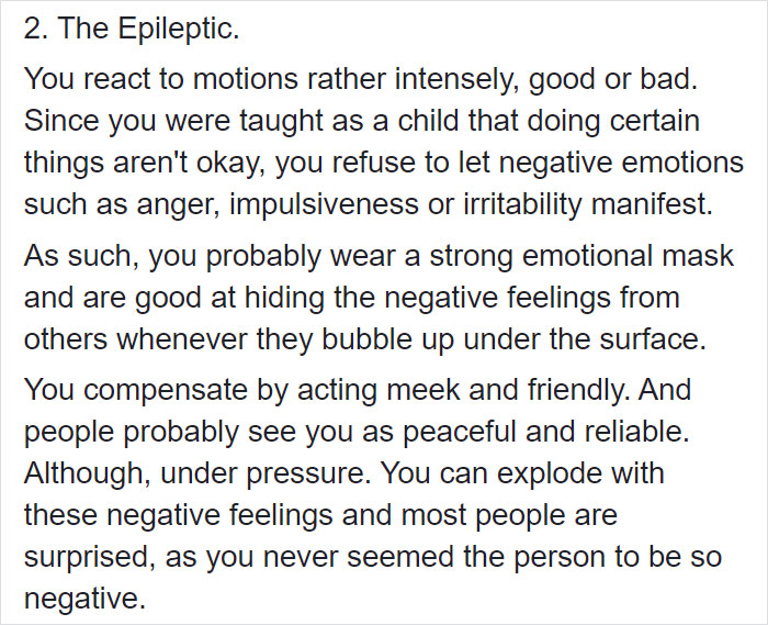 Excerpt from the Szondi Test describing the Epileptic portrait revealing hidden emotional traits.