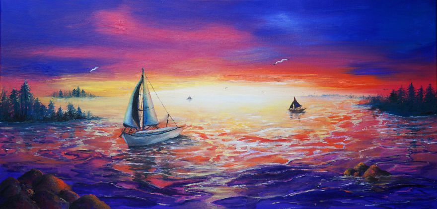 I Create Fluid Paintings And Landscapes Depicting Liberation And Freedom Using Unconventional Methods