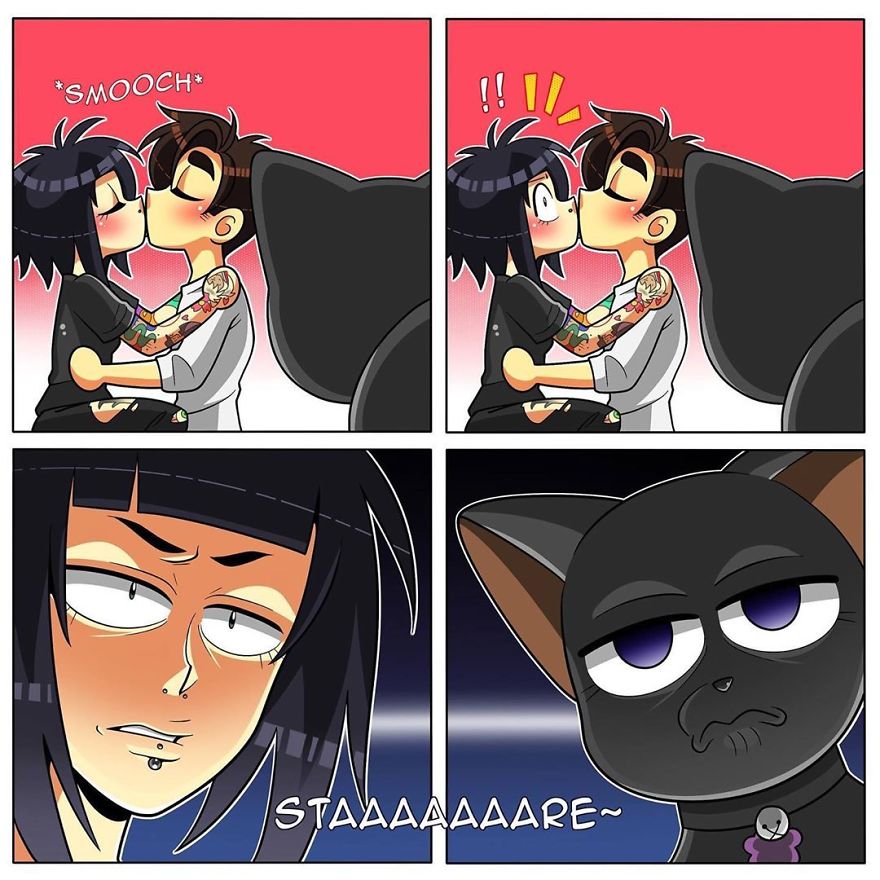 Tfw When You're Makin' Out With Your So And Your Pet Is Silently Judging You