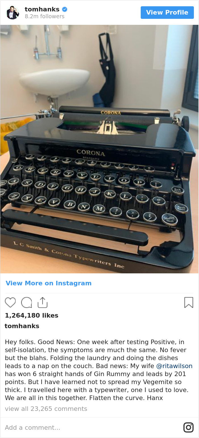 Tom Hanks Sends Another Update On His Health After Testing Positive For Coronavirus Tom Hanks Sends Another Update On His Health After Testing Positive For Coronavirus