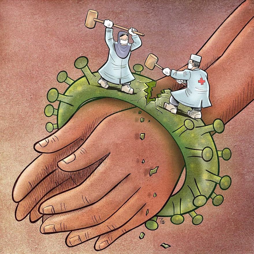 Iranian Artist Makes Impactful Cartoons To Reflect On The Coronavirus