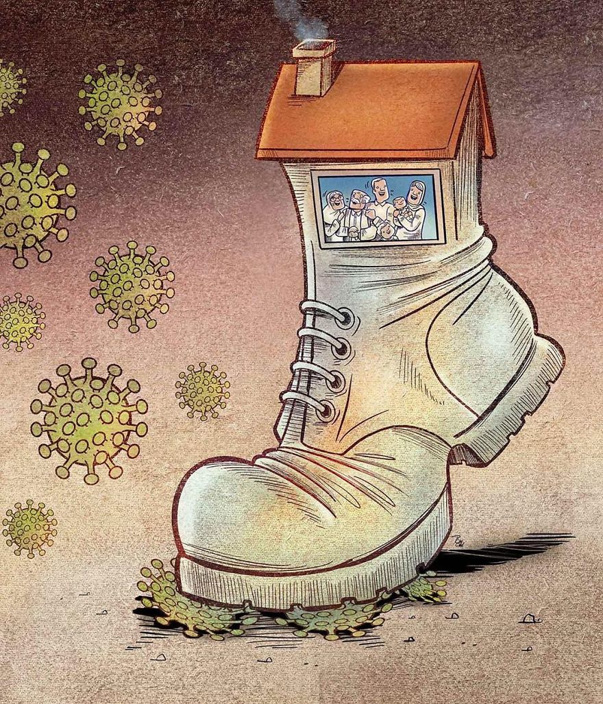 Iranian Artist Makes Impactful Cartoons To Reflect On The Coronavirus