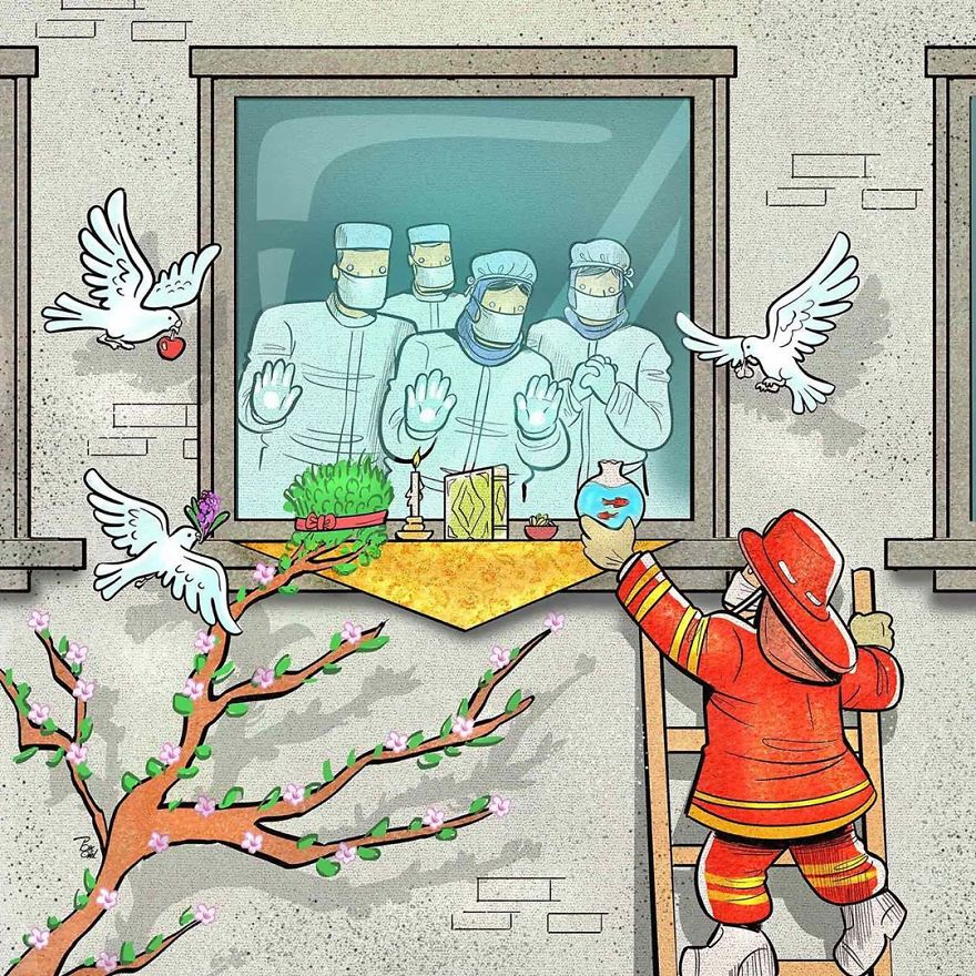Iranian Artist Makes Impactful Cartoons To Reflect On The Coronavirus