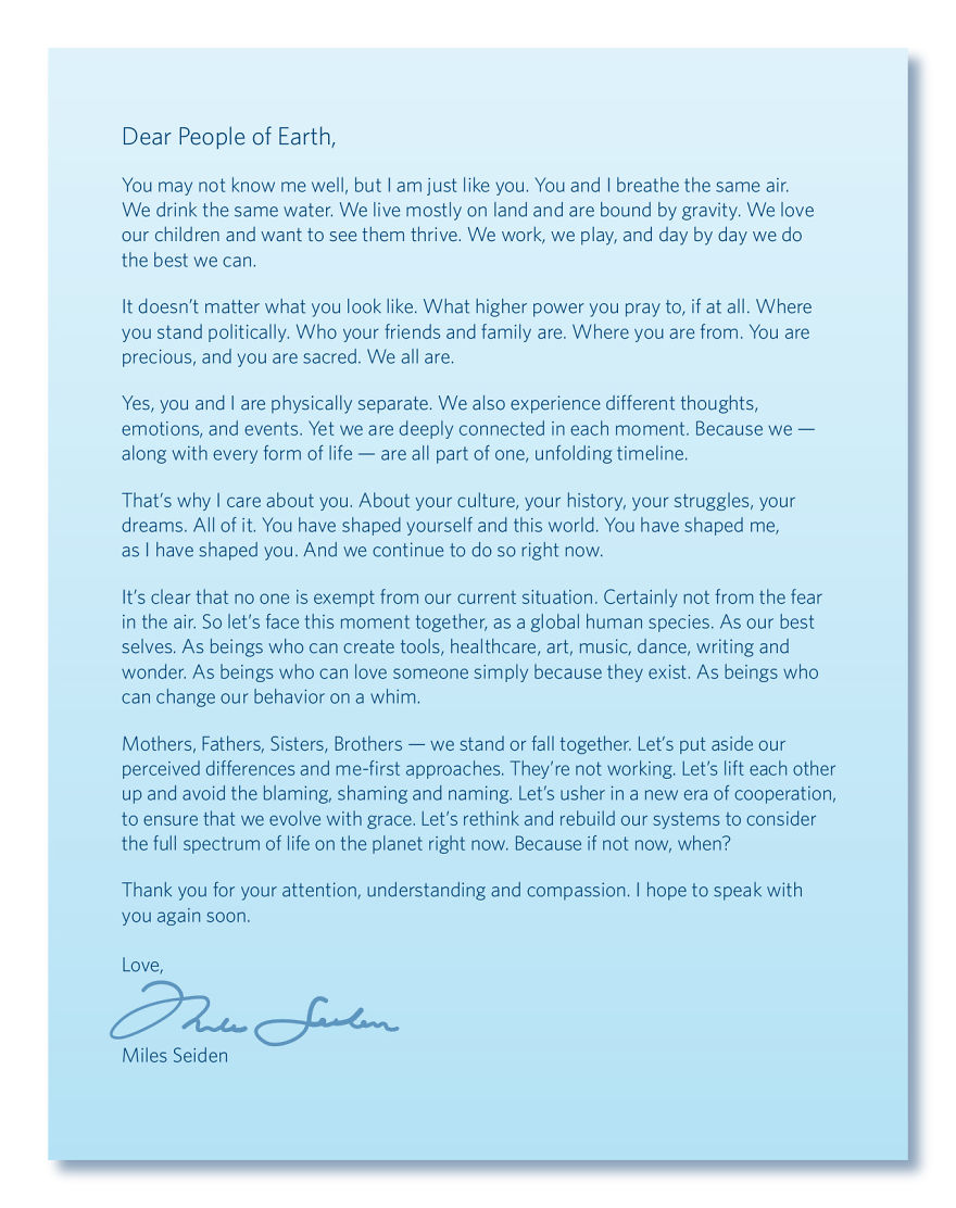 An Open Letter To Humanity