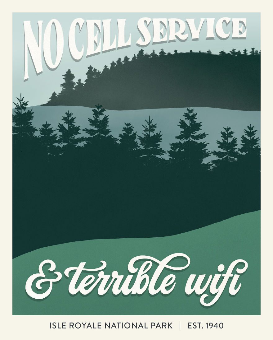 illustrated forest with the lake 