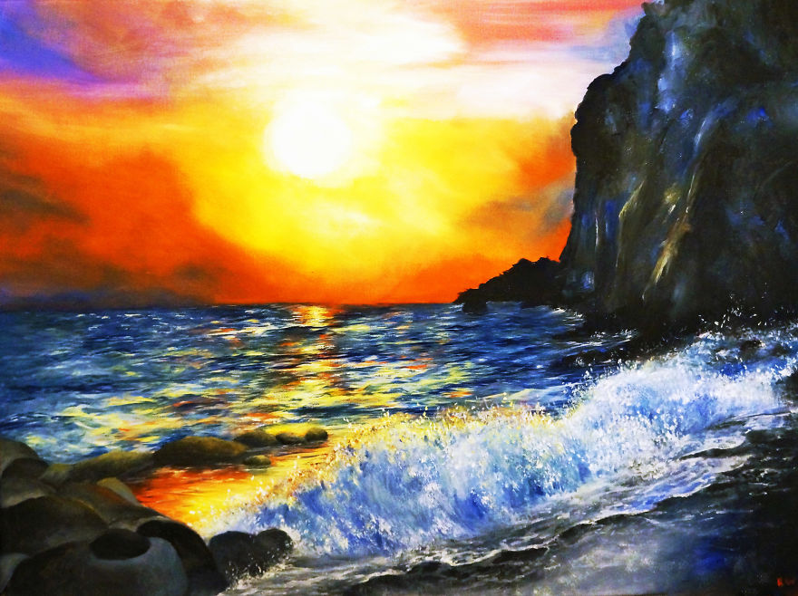 I Create Fluid Paintings And Landscapes Depicting Liberation And Freedom Using Unconventional Methods