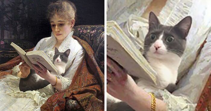 I Imagined What Would Happen If The Subjects Of Famous Paintings Had Cats (52 Pics)
