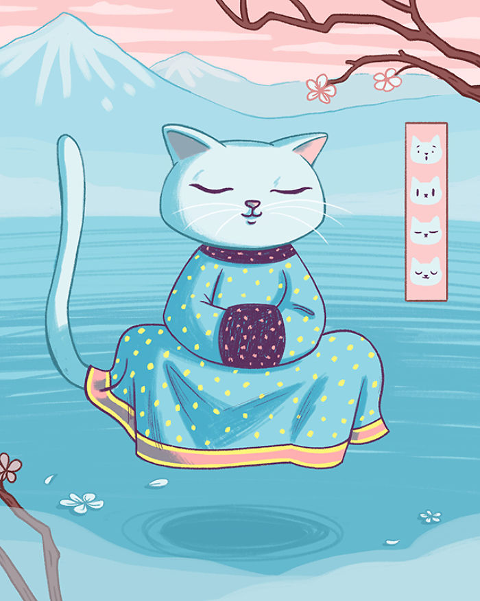 My 6 Illustrations Of Cats Inspired By Traditional Japanese And Medieval Art