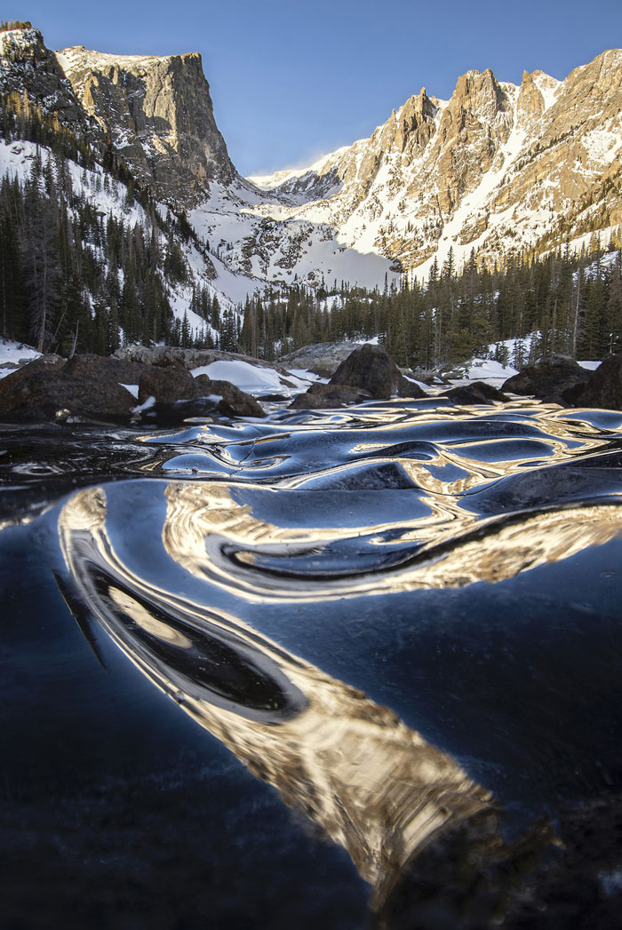 This Photographer Captured A Rare Sight—Frozen Waves At Dream Lake, Colorado This Photographer Captured A Rare Sight—Frozen Waves At Dream Lake, Colorado