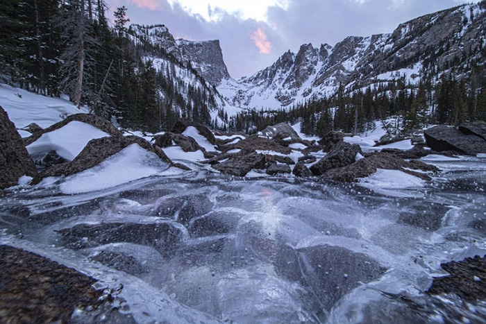 This Photographer Captured A Rare Sight—Frozen Waves At Dream Lake, Colorado This Photographer Captured A Rare Sight—Frozen Waves At Dream Lake, Colorado