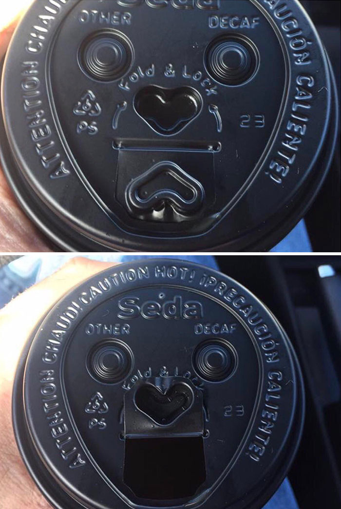 The Way This Coffee Cup Looks Sad Until You Open It, Then It Looks Happy