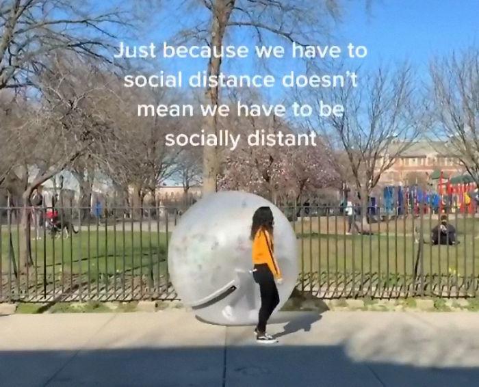Remember The Drone Guy Who Asked Out A Girl Dancing On A Roof? He Finally Met Her In A Giant Inflatable Ball