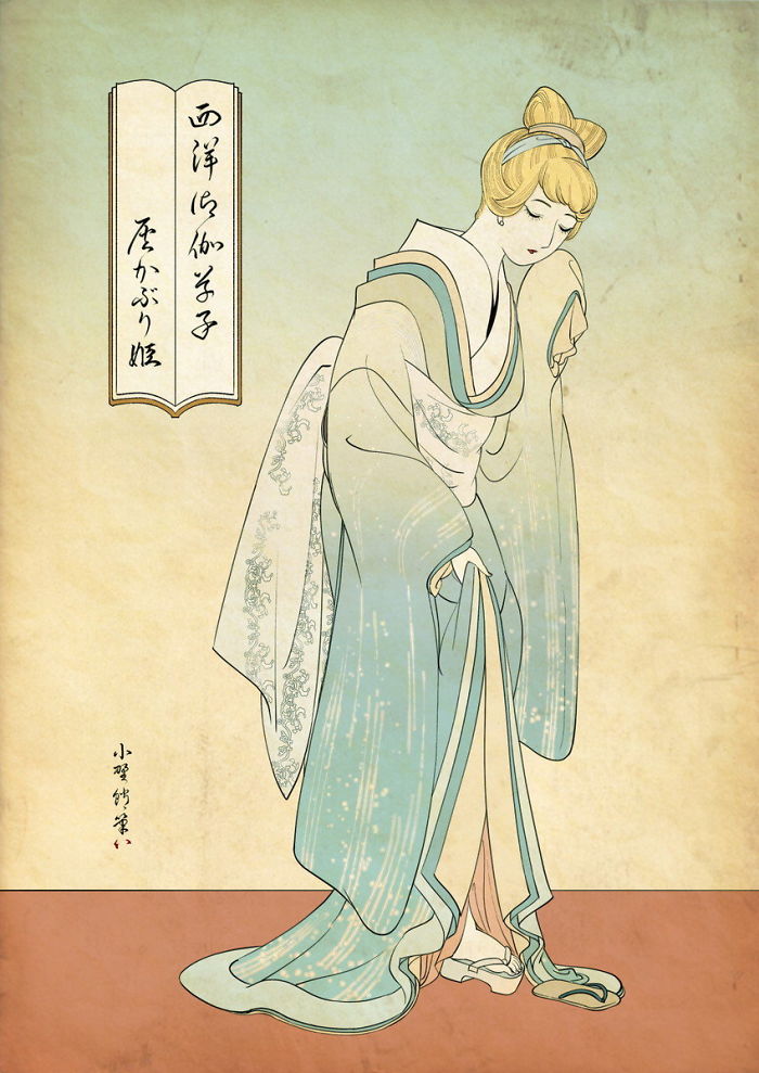 Artist Draws Disney Princesses And Sailor Moon In A Unique Style That Looks Like Traditional Japanese Prints