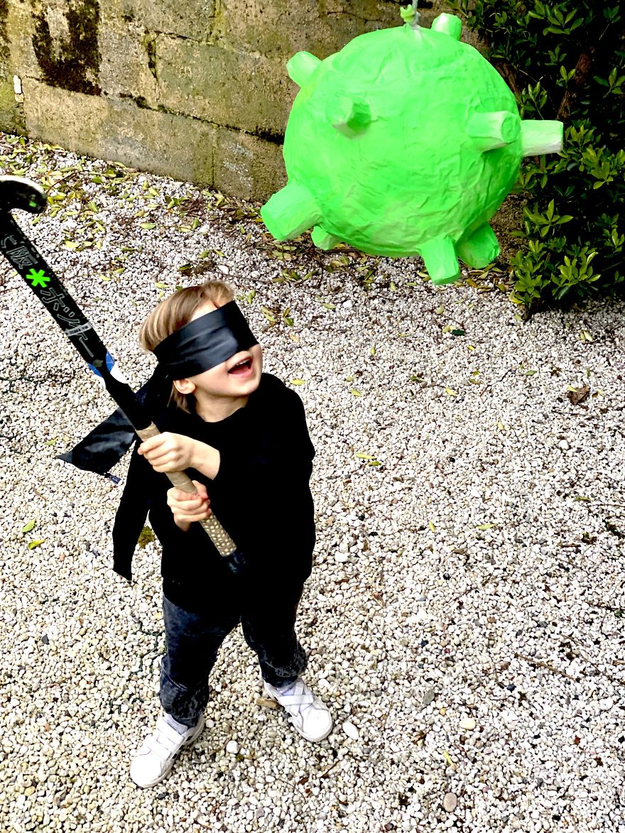 We Made A Corona Pi&ntilde;ata To Have Some Fun During Quarantine In Belgium.