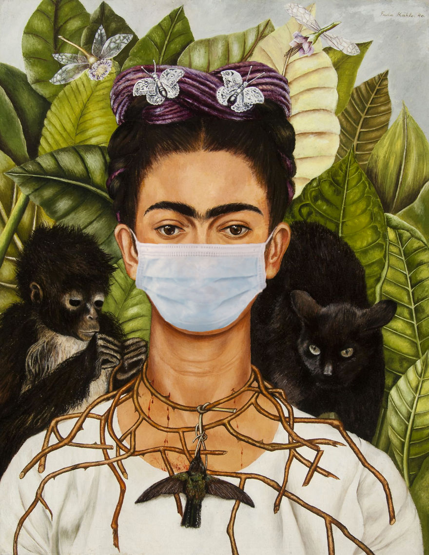 Self-Portrait With Thorn Necklace And Hummingbird By Frida Kahlo, 1940