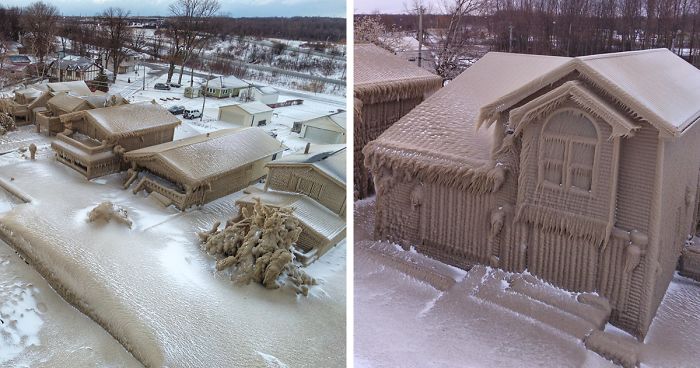 People’s Homes Near Lake Erie Get Covered In Thick Ice, They Say It Looks Cool But It’s A Nightmare To Live In