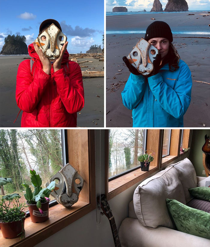 Not What We Expected To Find On The Beach, But Now This Tiger Guy Is Watching Over Our Home. Found Amongst Buoys And Kelp In La Push, Wa