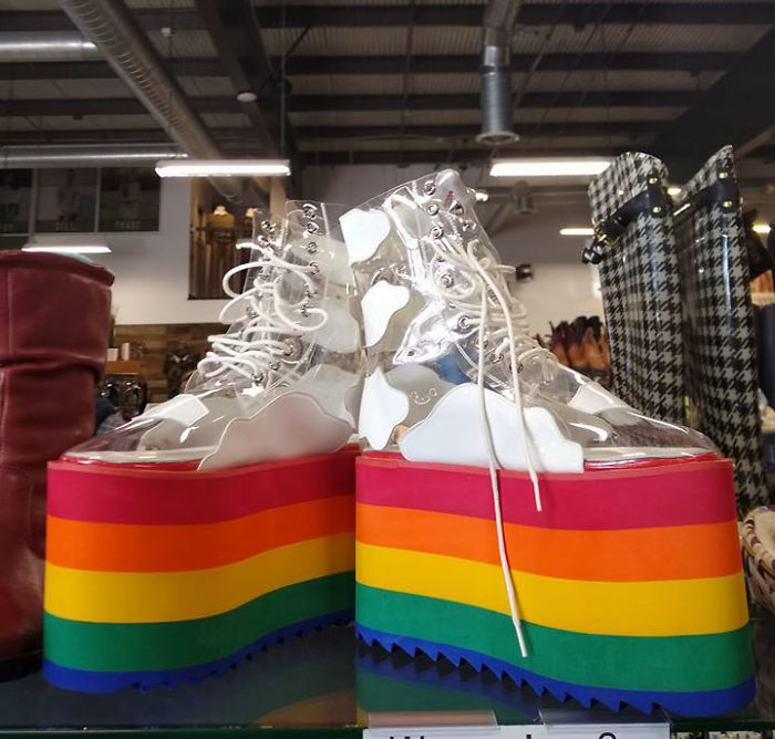 I Found Something Thrifting For Who Need A Little Height At The Next Elton John Concert. Size 8. I Left Them There Since My Feet Are So Small
