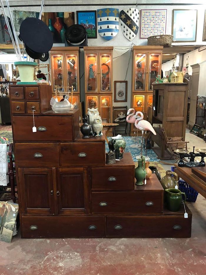 Need Some Stairs? Need A Cabinet? Need A Stair Shaped Cabinet? You’re In Luck! Found This Cool Piece In Camden, Sc At Aaa Antiques. I Actually Fell In Love With It, But Sadly We Don’t Have The Room. It’s About 5’ Wide And 14” Deep. It Was Pulled Out Of An Old House There In Town