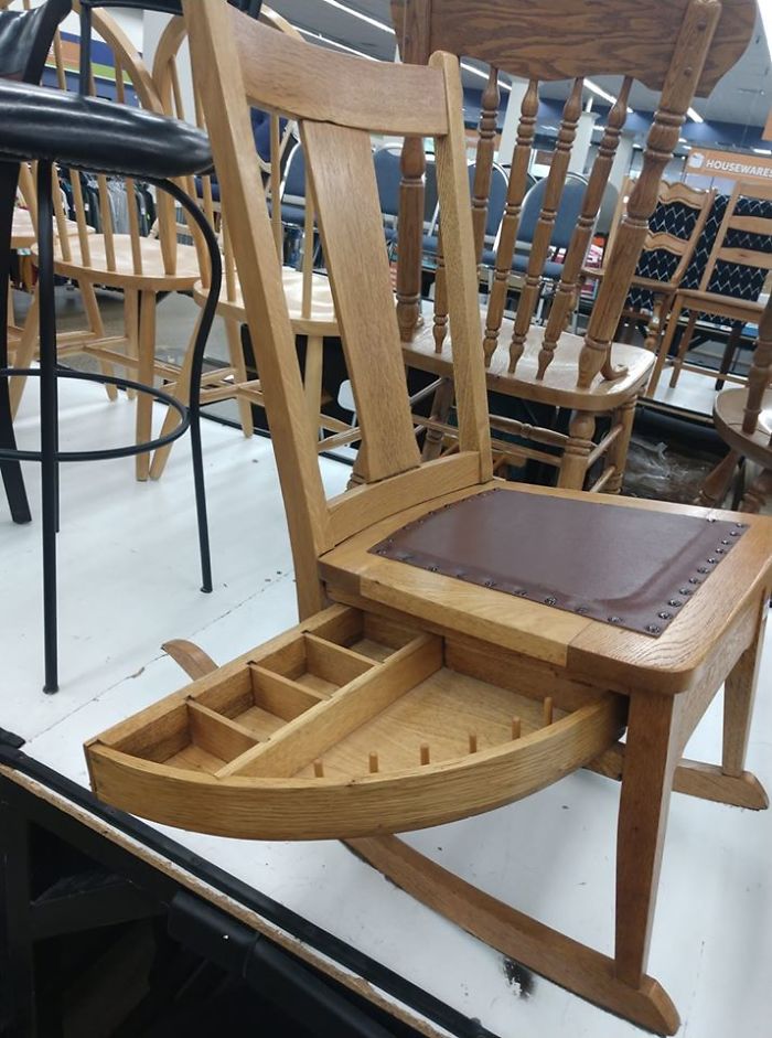 I May Be A Crafty Ol' Crone But I'm Not A Rocking Chair Person So This Stayed. The Swing Out Hidden Compartment Rocks! Sorry Didn't Look At Price, East Hill Renton Goodwill