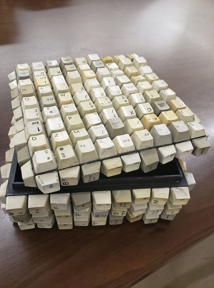 Why Would Anyone Ever Think That Making A Fancy Box Out Of Random Old Keys From Keyboards Is Beyond Me! This Was At The Savers In Crestwood, Mo This Weekend! I Did Not Buy It, Can't Believe I Even Touched It!