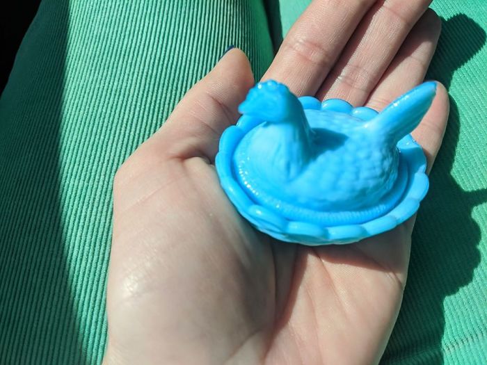 Found The Tiniest Little Blue Milk Glass Hen Today For $2 She Definitely Came Home With Me From Finder's Keepers East In York Pa!