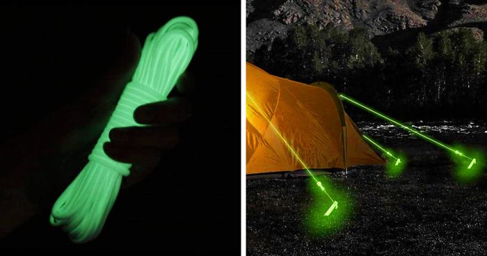 These Tent Ropes That Glow In The Dark Will Prevent Tripping Over Them At Night