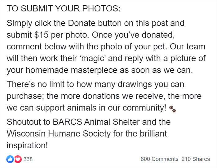 Person Shares What They Got When They Donated $45 To The Humane Society For 3 Hand-Drawn Portraits Of Their Pets