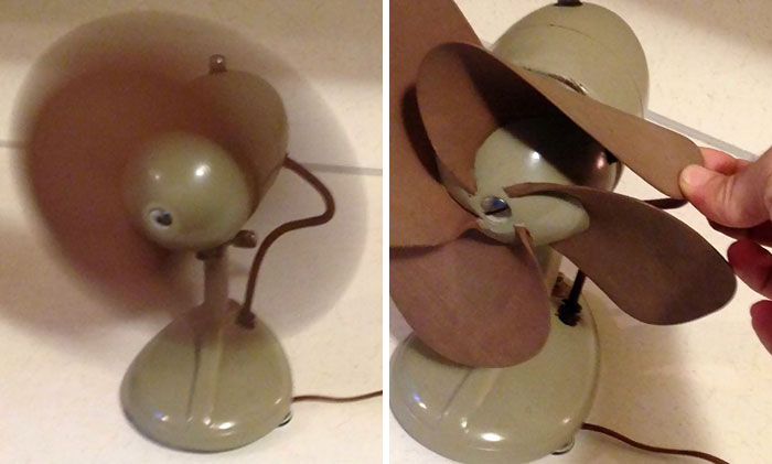 My Desk Fan From The 40s With No Safety Cage And Rubber Blades
