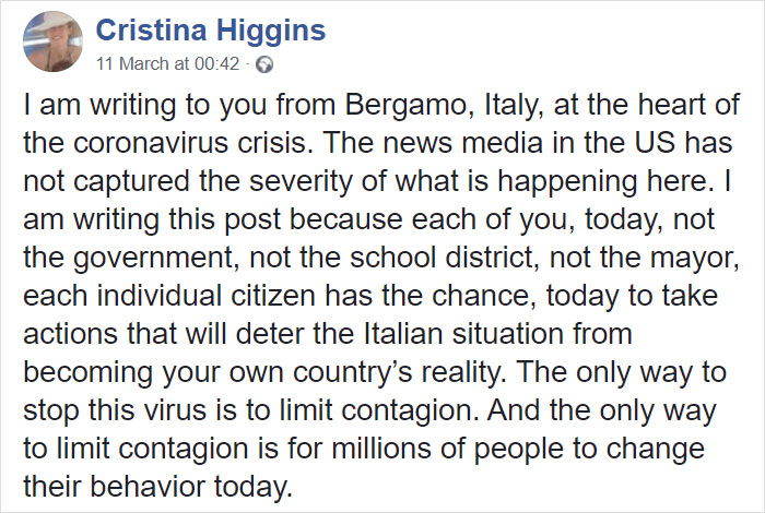 American Woman Living In Italy Writes Down A Coronavirus Warning To Americans And It Goes Viral American Woman Living In Italy Writes Down A Coronavirus Warning To Americans And It Goes Viral