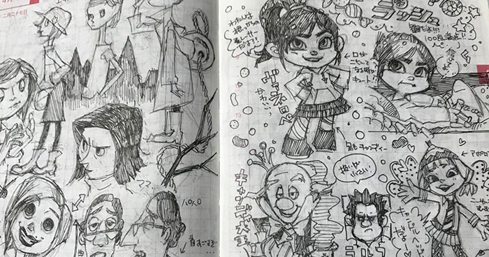 Japanese Designer Finds Wife’s Old Notebook Doodles, Shares Her Detailed Drawings On Twitter