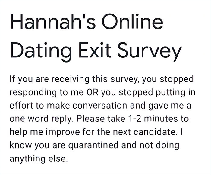 Tired Of Getting Ghosted, This Woman Made A Survey So That She Can 'Improve For The Next Candidate' Tired Of Getting Ghosted, This Woman Made A Survey So That She Can 'Improve For The Next Candidate'