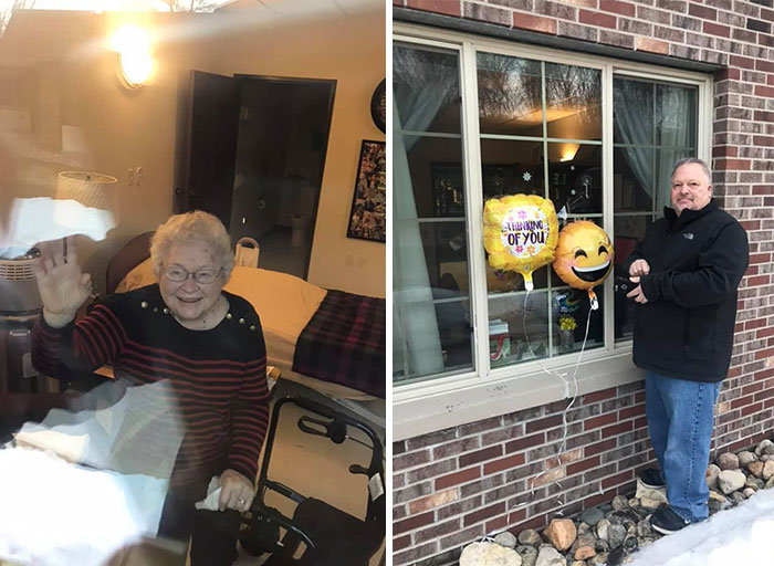 Checked In On Grandma Through The Window. She Is Being A Trooper Being On Lockdown Along With All The Other Residents At The Nursing Home