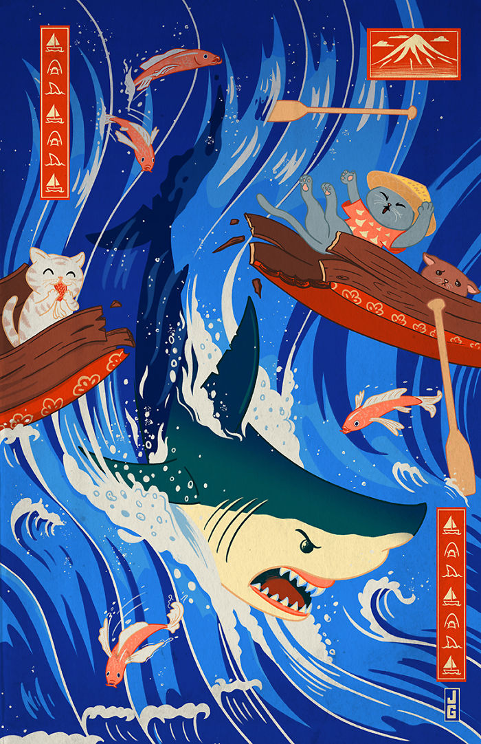 My 6 Illustrations Of Cats Inspired By Traditional Japanese And Medieval Art