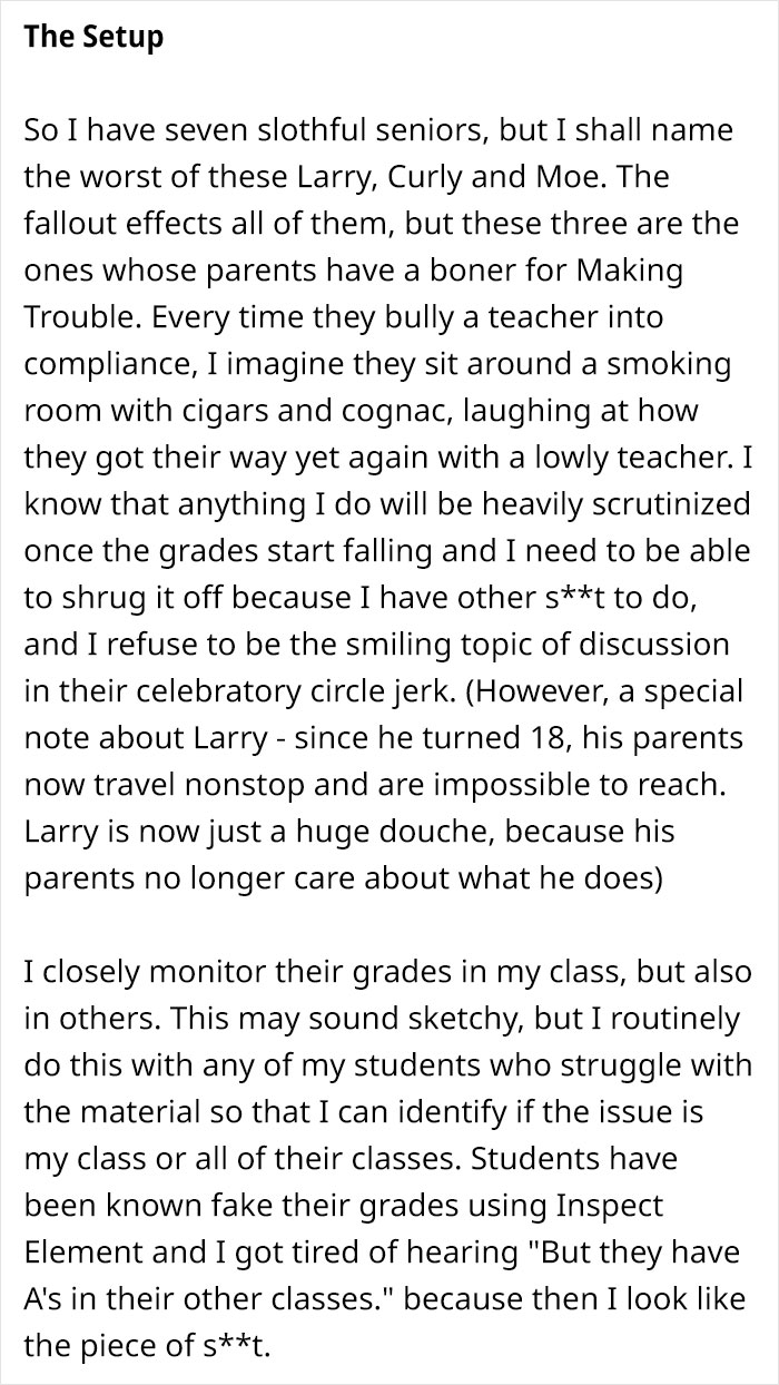 Teacher Shares How He Prepared And Executed A Super Detailed Plan On How To Punish 7 Slackers With Protective Parents Teacher Shares How He Prepared And Executed A Super Detailed Plan On How To Punish 7 Slackers With Protective Parents