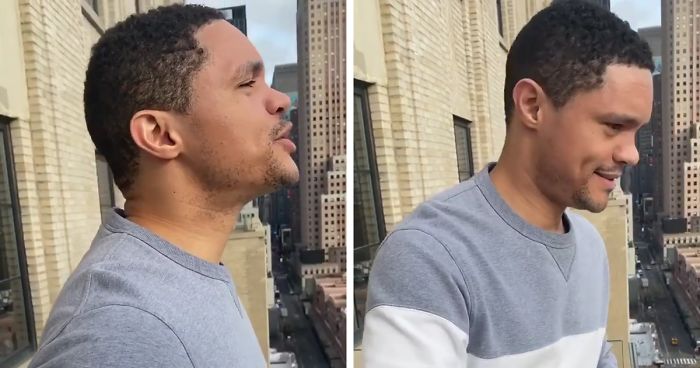 Trevor Noah Tries Singing From A Balcony In NYC Just Like People Did In Italy But Gets Told To Shut Up