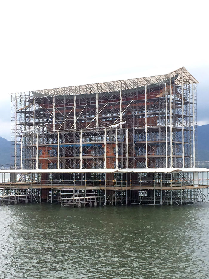 Went To The Famous Floating Shrine Gate In Hiroshima Only To Find It Under Restoration