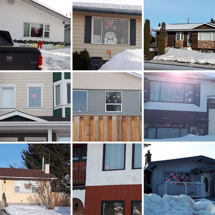 Northern Canadian City Embracing Social Distancing By Putting Hearts In Their Windows For People On Walks To See; This Is Just Some Of Them!