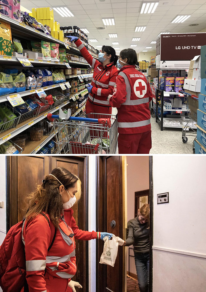 The Red Cross In Italy Helping Deliver Food And Goods To The Quarantined