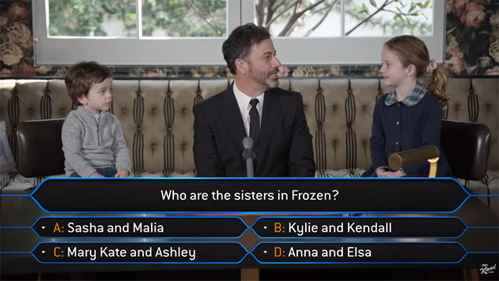 Jimmy Kimmel Hosts 'Who Wants To Be A Millionaire' For His Two Kids And Billy Adorably Loses His Patience Jimmy Kimmel Hosts 'Who Wants To Be A Millionaire' For His Two Kids And Billy Adorably Loses His Patience