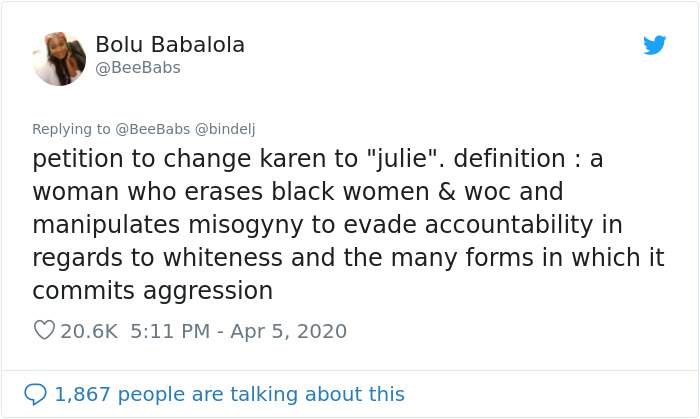 Feminist Suggests &ldquo;Karen&rdquo; Is A Sexist Slur Against Women, People Drop Some Knowledge On What &ldquo;Karen&rdquo; Really Means