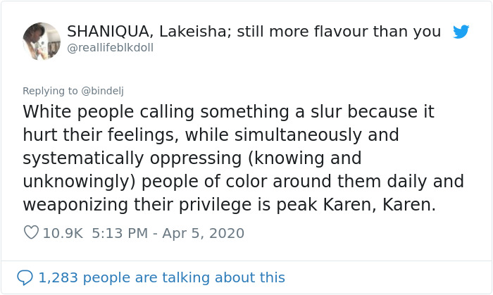 Feminist Suggests “Karen” Is A Sexist Slur Against Women, People Drop Some Knowledge On What “Karen” Really Means Feminist Suggests “Karen” Is A Sexist Slur Against Women, People Drop Some Knowledge On What “Karen” Really Means