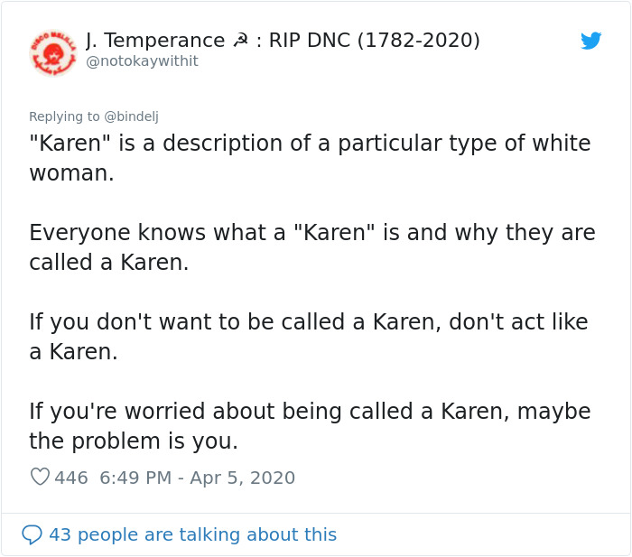 Feminist Suggests &ldquo;Karen&rdquo; Is A Sexist Slur Against Women, People Drop Some Knowledge On What &ldquo;Karen&rdquo; Really Means