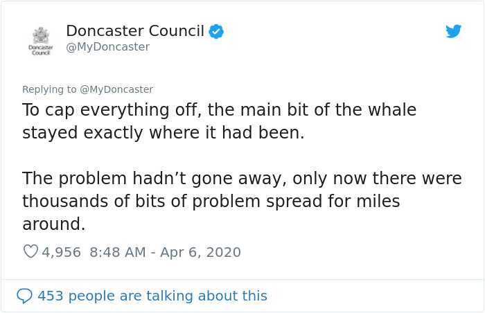 People Are Applauding This Twitter Manager For Using A Whale Blown Up In The 1970s As A Lesson On Coronavirus