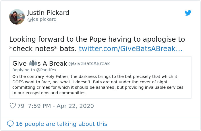 The Pope “Insults” Bats On Twitter, Gets Schooled By A Bat Expert The Pope “Insults” Bats On Twitter, Gets Schooled By A Bat Expert